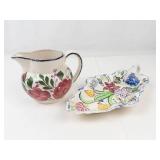 Vintage Blue Ridge Southern Potteries Pitcher & Celery Dish Mixed Lot
