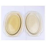 Vintage Federal Glass Amber Madrid Oval Platters (Lot of 2)