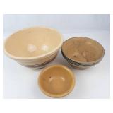 Antique Yellow Ware Bowls & Stoneware Bowl Mixed Lot