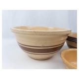 Antique Yellow Ware Bowls & Stoneware Bowl Mixed Lot