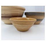 Antique Yellow Ware Bowls & Stoneware Bowl Mixed Lot