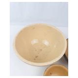 Antique Yellow Ware Bowls & Stoneware Bowl Mixed Lot