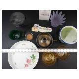 Vintage Mixed Glass and Ceramic Decor Lot With Candleholders & Bowls