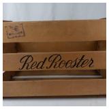 Vintage Red Rooster Wooden Crate