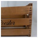 Vintage Red Rooster Wooden Crate