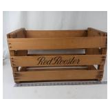 Vintage Red Rooster Wooden Crate