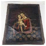 Spanish Colonial Virgin Mary & Child Brocato Painting