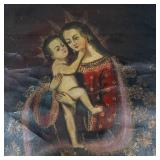 Spanish Colonial Virgin Mary & Child Brocato Painting