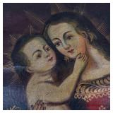 Spanish Colonial Virgin Mary & Child Brocato Painting