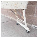 Vintage Wicker Baby Bassinet With Folding Legs & Wheels