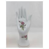 Mixed Lot Chalkware Girl, Porcelain Hand, Pottery Vase & Glass Dish