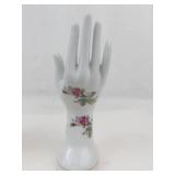 Mixed Lot Chalkware Girl, Porcelain Hand, Pottery Vase & Glass Dish