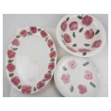 Hand-Painted Floral Serving Ware Set (Lot of 3)