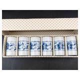 Hozan Otagiri Blue Floral Japanese Tea Cups Set of 6