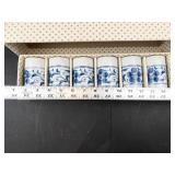 Hozan Otagiri Blue Floral Japanese Tea Cups Set of 6