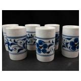 Hozan Otagiri Blue Floral Japanese Tea Cups Set of 6