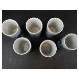 Hozan Otagiri Blue Floral Japanese Tea Cups Set of 6