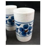 Hozan Otagiri Blue Floral Japanese Tea Cups Set of 6