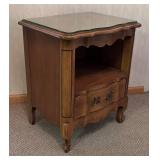 O - French Provincial Nightstand with Protective Glass Top