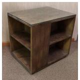 O - Vintage Square Side Table With Glass Top