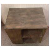 O - Vintage Square Side Table With Glass Top