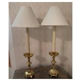 O - Vintage Brass Table Lamps Pair