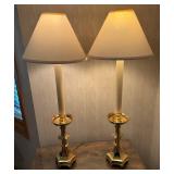 O - Vintage Brass Table Lamps Pair