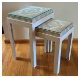 O - Vintage Nesting Tables With Glass Tops (Lot of 2)