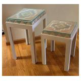 O - Vintage Nesting Tables With Glass Tops (Lot of 2)