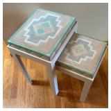 O - Vintage Nesting Tables With Glass Tops (Lot of 2)