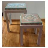 O - Vintage Nesting Tables With Glass Tops (Lot of 2)