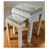 O - Vintage Nesting Tables With Glass Tops (Lot of 2)