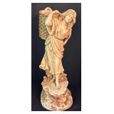 O - Vintage Marwal Industries, Peasant Girl With Basket Sculpture