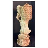 O - Vintage Marwal Industries, Peasant Girl With Basket Sculpture