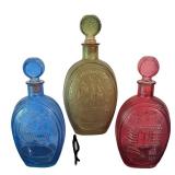 O - Vintage Ezra Brooks Whiskey Decanter Trio