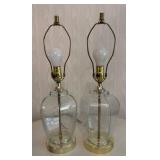 O - Pair of Glass Base Table Lamps