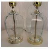 O - Pair of Glass Base Table Lamps