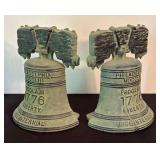 O - Vintage Virginia Metal Crafters Liberty Bell Bookends Pair