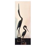 O - Vintage Water Buffalo Crane Decor Pair