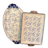 O - Temp-tations Floral Lace Serving Platters (Lot of 2)