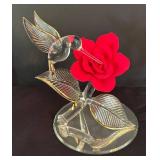 O - Glass Baron Hummingbird on Red Rose Figurine