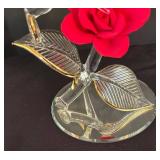 O - Glass Baron Hummingbird on Red Rose Figurine