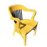 G - Vintage Yellow & Navy Blue Wooden Banker