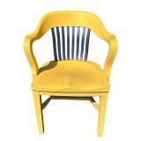 G - Vintage Yellow & Navy Blue Wooden Banker