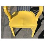 G - Vintage Yellow & Navy Blue Wooden Banker