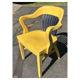 G - Vintage Yellow & Navy Blue Wooden Banker