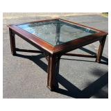 G - Vintage Chinese Chippendale Glass Top Coffee Table