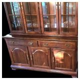 DR - Vintage Crescent Furniture Cherry Buffet & China Cabinet