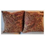 LR - Beige Upholstered Sofa With Throw Pillows