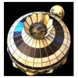 K - Stained Glass Chandelier With 2 Frosted Shades